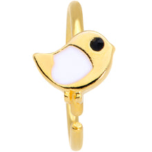 Load image into Gallery viewer, 18G 3/8 Black CZ Gem Gold Tone Baby Bird Nose Hoop

