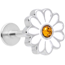 Load image into Gallery viewer, 16G 5/16 Yellow Gem White Daisy Flower Labret Monroe Tragus
