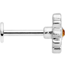 Load image into Gallery viewer, 16G 5/16 Yellow Gem White Daisy Flower Labret Monroe Tragus
