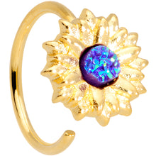 Load image into Gallery viewer, 18G 3/8 Gold Tone Blue Center Sunflower Nose Hoop
