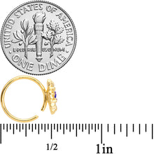 Load image into Gallery viewer, 18G 3/8 Gold Tone Blue Center Sunflower Nose Hoop
