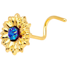 Load image into Gallery viewer, 20G 7mm Gold Tone Blue Center Sunflower Nose Screw
