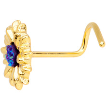 Load image into Gallery viewer, 20G 7mm Gold Tone Blue Center Sunflower Nose Screw
