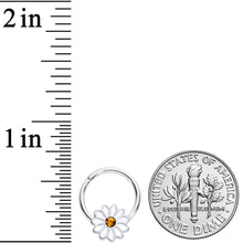 Load image into Gallery viewer, 16G 3/8 Yellow Gem Hippie White Daisy Flower Hinged Segment Ring

