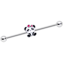 Load image into Gallery viewer, 14G Black White Precious Panda Industrial Barbell 38mm
