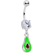 将图片加载到图库查看器，Clear CZ Gem Green Groovy Avocado Dangle Belly Ring
