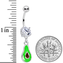 将图片加载到图库查看器，Clear CZ Gem Green Groovy Avocado Dangle Belly Ring
