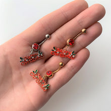 将图片加载到图库查看器，Red Gem Merry Christmas Dangle Belly Ring

