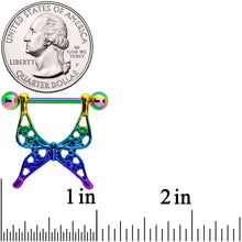 将图片加载到图库查看器，14G 9/16 Rainbow Swirly Butterfly Nipple Shield Set
