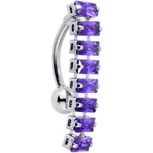 将图片加载到图库查看器，Purple CZ Gem Band of Beauty Top Mount Belly Ring
