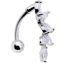Load image into Gallery viewer, Clear CZ Gem Fashion Flower Dangle Top Mount Belly Ring
