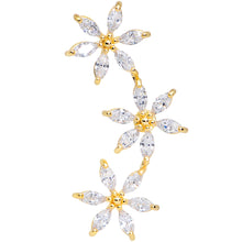 Load image into Gallery viewer, 16G 1/4 Clear CZ Gem Gold Tone Tri Flower Cartilage
