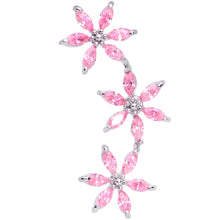 Load image into Gallery viewer, 16G 1/4 Pink CZ Gem Tri Flower Cartilage
