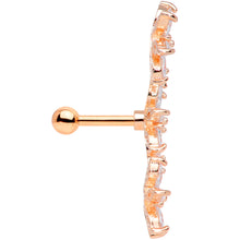 Load image into Gallery viewer, 16G 1/4 Clear CZ Gem Rose Gold Tone Tri Flower Cartilage
