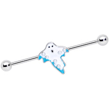 Load image into Gallery viewer, 14G White Orb Ghost Halloween Industrial Barbell 38mm
