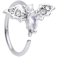 Load image into Gallery viewer, 20G 5/16 Clear White Accent Bat Halloween Nose Hoop
