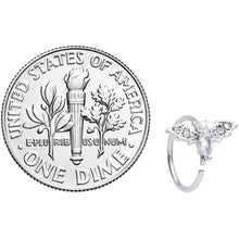 Load image into Gallery viewer, 20G 5/16 Clear White Accent Bat Halloween Nose Hoop
