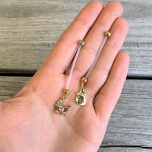 Load image into Gallery viewer, Clear Pink Gem Baby Carriage Dangle Pregnancy Belly Ring
