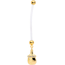 Load image into Gallery viewer, Clear Gem Gold Tone Baby Bottle Dangle Pregnancy Belly Ring
