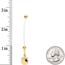 Load image into Gallery viewer, Clear Gem Gold Tone Baby Bottle Dangle Pregnancy Belly Ring
