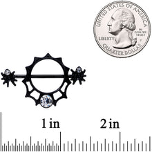 Load image into Gallery viewer, 14G 24mm Clear Gem Spider Web Halloween Nipple Shield Set
