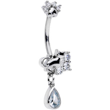 Load image into Gallery viewer, Clear CZ Gem Paw Print Cat Dangle Belly Ring
