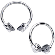 Load image into Gallery viewer, 14G 9/16 Black End Headphone Horseshoe Nipple Ring Set
