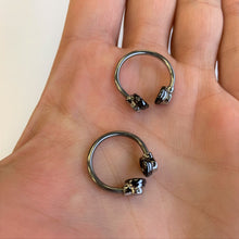 Load image into Gallery viewer, 14G 9/16 Black End Headphone Horseshoe Nipple Ring Set
