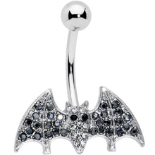 将图片加载到图库查看器，Clear Black Gem Bat Halloween Belly Ring
