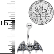 将图片加载到图库查看器，Clear Black Gem Bat Halloween Belly Ring
