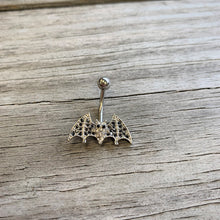 将图片加载到图库查看器，Clear Black Gem Bat Halloween Belly Ring
