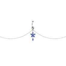 Load image into Gallery viewer, Blue Gem Tropic Flower Dangle Belly Ring Belly Chain
