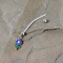 Load image into Gallery viewer, Bundle of Joy Green Blue Flower Dangle Pregnancy Belly Ring

