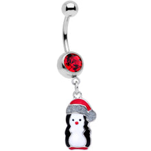 Load image into Gallery viewer, Red Gem Holiday Penguin Christmas Dangle Belly Ring
