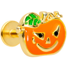 Load image into Gallery viewer, 16G 5/16 Gold Tone Pumpkin Halloween Labret Monore Tragus
