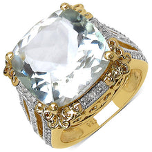 Load image into Gallery viewer, 14K Yellow Gold Plated 8.24 Carat Genuine Amethyst &amp; White Topaz .925 Sterling Silver Ring
