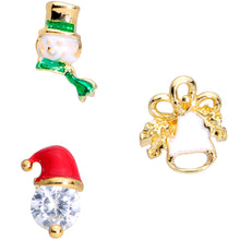 Load image into Gallery viewer, 16G 5/16 Clear Gem Gold Tone Christmas Labret Monroe Tragus Set of 3
