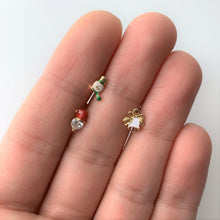 Load image into Gallery viewer, 16G 5/16 Clear Gem Gold Tone Christmas Labret Monroe Tragus Set of 3
