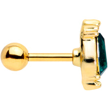 Load image into Gallery viewer, 16G 1/4 Green Gem Gold Tone Drop Cartilage Tragus
