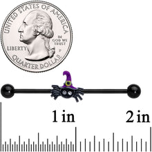 Load image into Gallery viewer, 14G Clear Gem Witchy Spider Halloween Industrial Barbell 38mm
