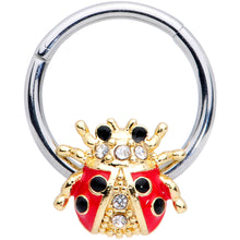 将图片加载到图库查看器，16G 3/8 Clear Gem Red Black Ladybug Hinged Segment Ring
