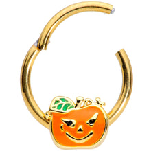 Load image into Gallery viewer, 16G 3/8 Gold Tone Pumpkin Halloween Hinged Segment Ring
