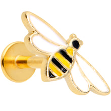 Load image into Gallery viewer, 16G 5/16 Gold Tone Black White Bee Labret Monroe Tragus
