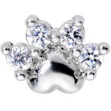Load image into Gallery viewer, 16G 1/4 Clear CZ Gem Paw Print Cat Cartilage Tragus Earring
