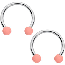Load image into Gallery viewer, 16G 3/8 Peaches Cream Matte Horseshoe Circular Barbell Set of 4
