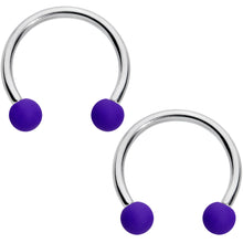 将图片加载到图库查看器，16G 3/8 Peach Purple Matte Horseshoe Circular Barbell Set of 4
