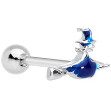Load image into Gallery viewer, Blue Spooky Halloween Witch Barbell Tongue Ring
