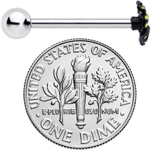 Load image into Gallery viewer, Black Yellow Spooky Spider Halloween Barbell Tongue Ring
