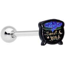 Load image into Gallery viewer, Black Purple Sweet Witch Cauldron Halloween Barbell Tongue Ring
