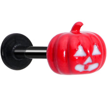 Load image into Gallery viewer, 16G 5/16 Black Orange Pumpkin Halloween Labret Monroe Tragus
